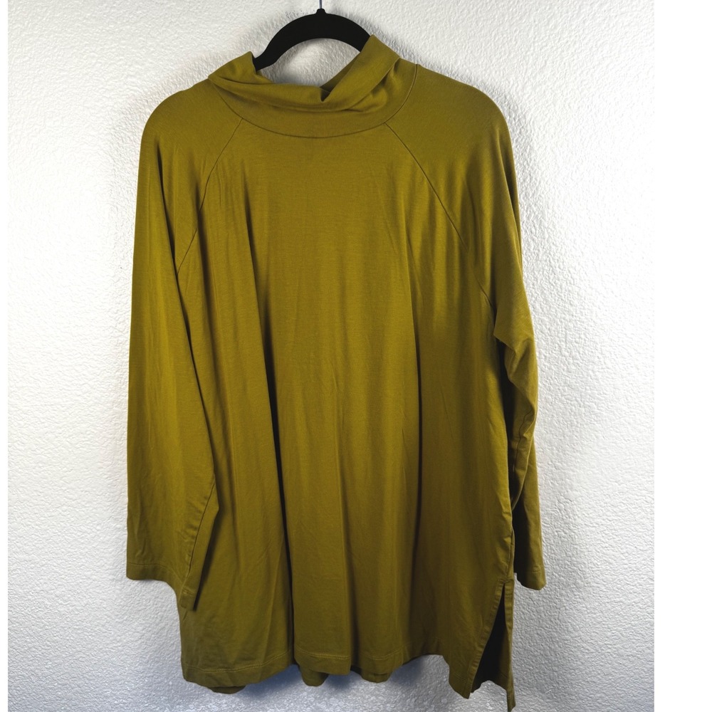 J Jill Luxe Supima Everyday Turtleneck Tunic Women XL Mustard Yellow Long Sleeve